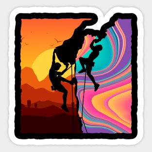 Retro Rock Climbing Bouldering Wall Climber Sticker